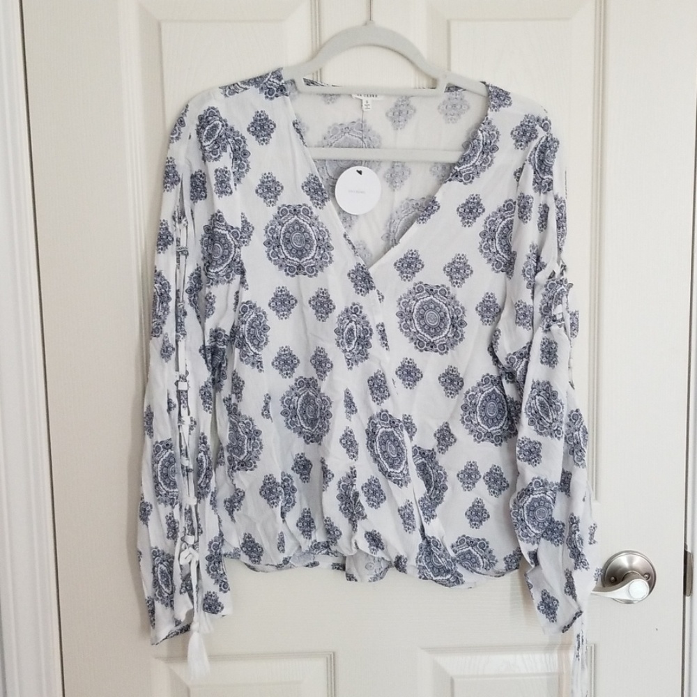 Blue and white blouse